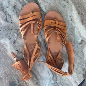 Ancient Greek Sandals Brown Leather Gladiator Sandals size 7.5